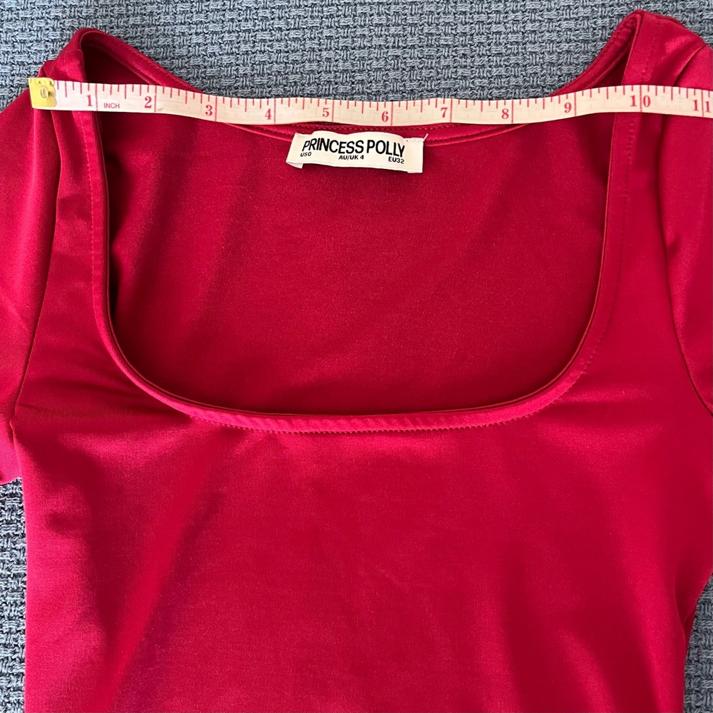 Princess Polly Bodysuit Red Long Sleeve Square Neck Top - Picture 4 of 8